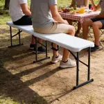 Sklopiva vrtna klupa 180 cm – bijela, čelični okvir
