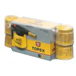 Plynový horák TOPEX s 4 plynovými kartušami 190 g – spájkovanie a ohrievanie do 1350 °C