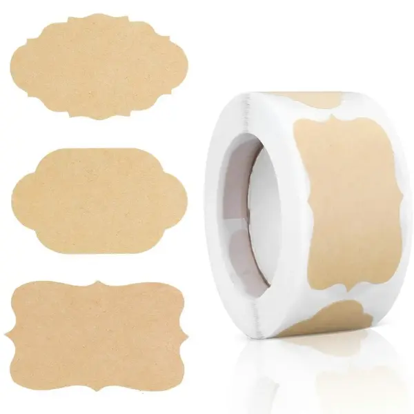 Samolepiace hnedé etikety na poháre a dózy 3 × 5 cm – 300 ks v rolke