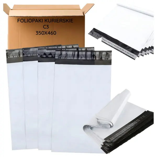 Biele kuriérske obálky 350 × 460 mm – 50 ks, samolepiace