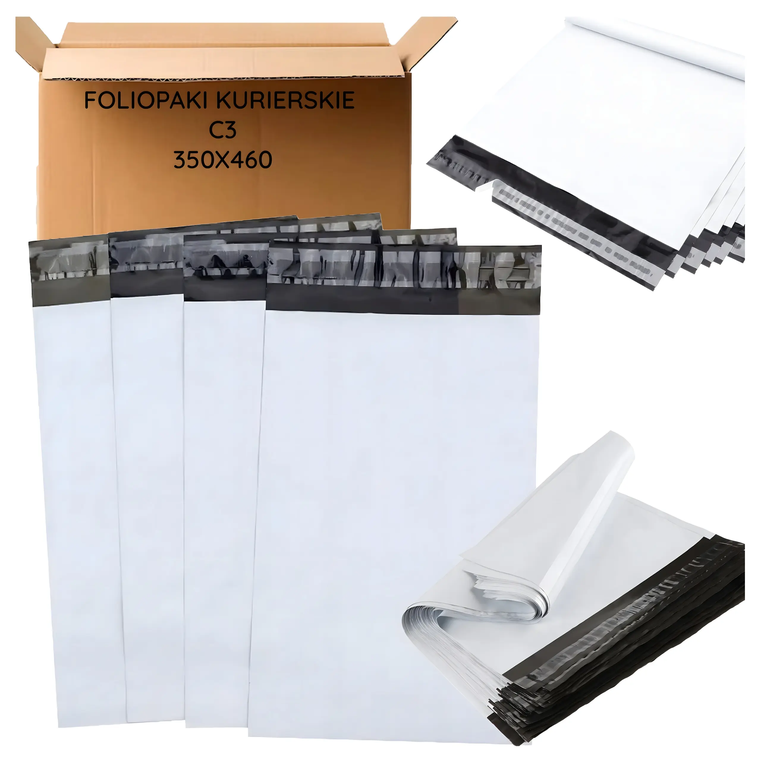 Biele kuriérske obálky 350 × 460 mm – 50 ks, samolepiace